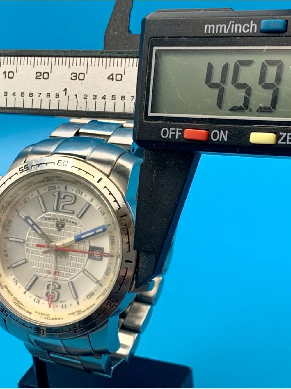 SWISS LEGEND GMT WORLDTIMER Men’s Wristwatch Swiss Movt St Steel Works New Batt